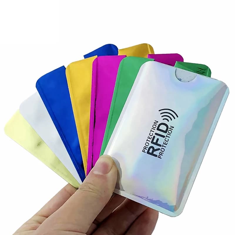 50 pz Anti RFID schermatura manicotti della carta lettore blocco porta carte di credito protezione ID NFC foglio di alluminio protezione della carta di credito