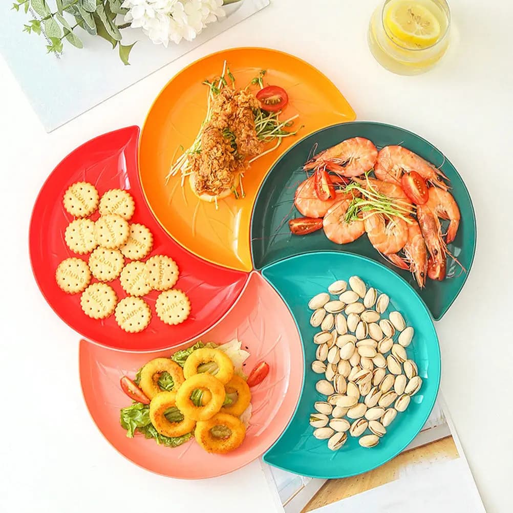 5Pcs Smooth Rim Fine Workmanship Dried Fruit Tray Plastic Fruit Plate Multi-Purpose Serving Storage Tray for Parties Snacks