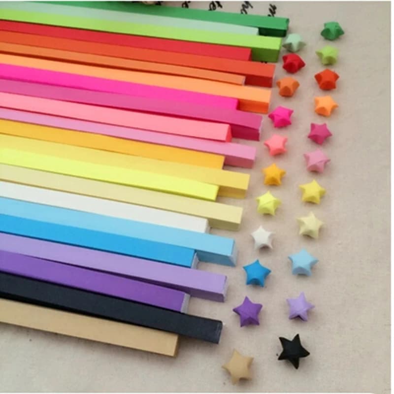 Colorful Origami Lucky Star Paper Strips Folding Ribbons For Craft