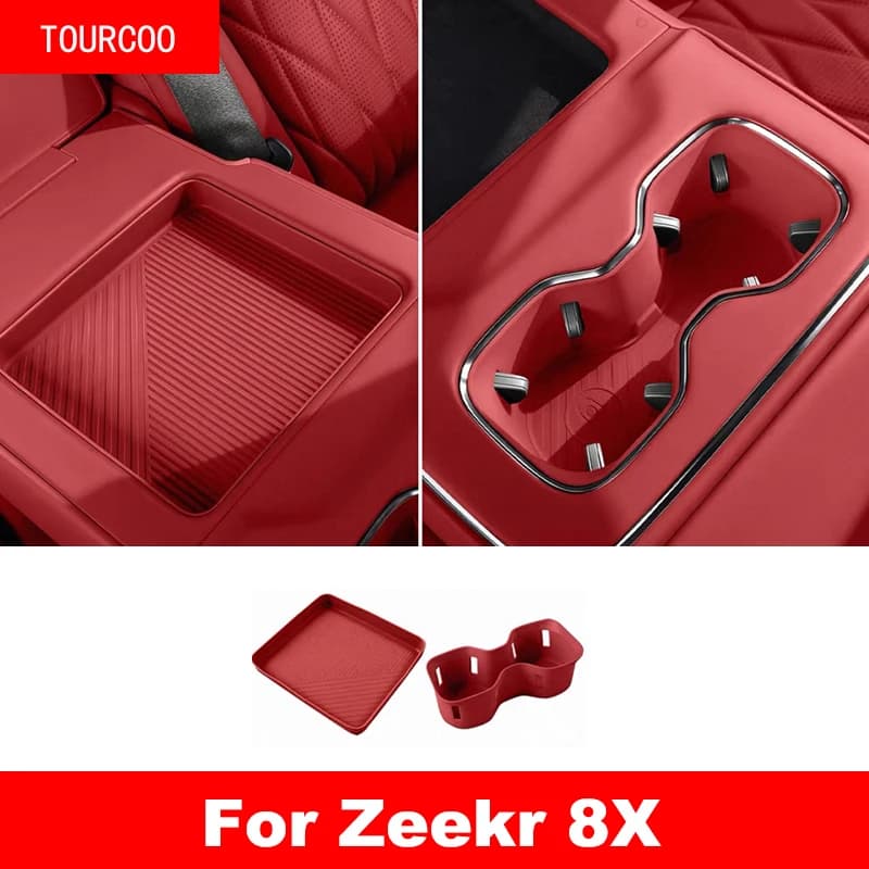 For Zeekr 8X 2026 Back Row Armrest Storage Silicone Pad Water Cup Seat Shock Absorbing Sleeve Storage Box Accessories