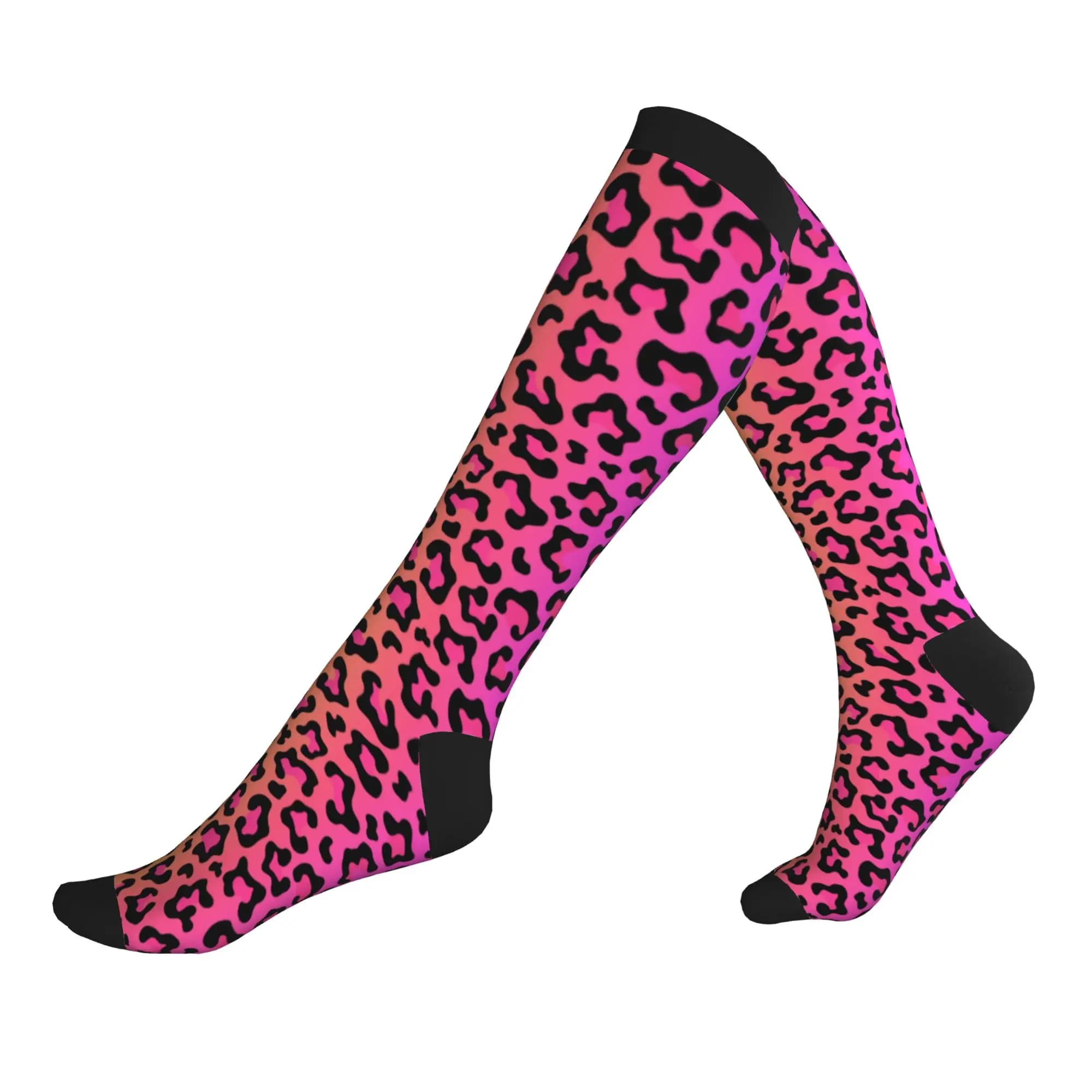 Calzini con stampa animalier leopardata arcobaleno per uomo e donna, calzini sportivi a compressione alla moda e caldi