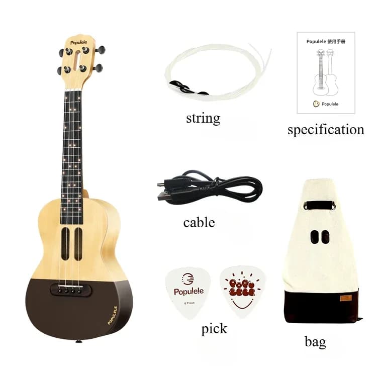 MUSIC PASSWORD Ukulele intelligente Populele da 23 pollici con luce LED controllata da APP Bluetooth Connect Strumento musicale per chitarra Ukulele