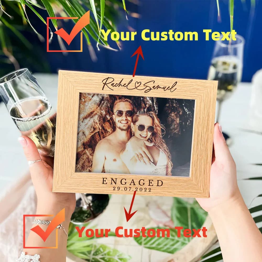 Personalizza il tuo testo Cornice per foto in legno Regalo per l'anniversario della sposa di nozze Cornice per coppie personalizzata in legno naturale Cornice per coppie all'ingrosso