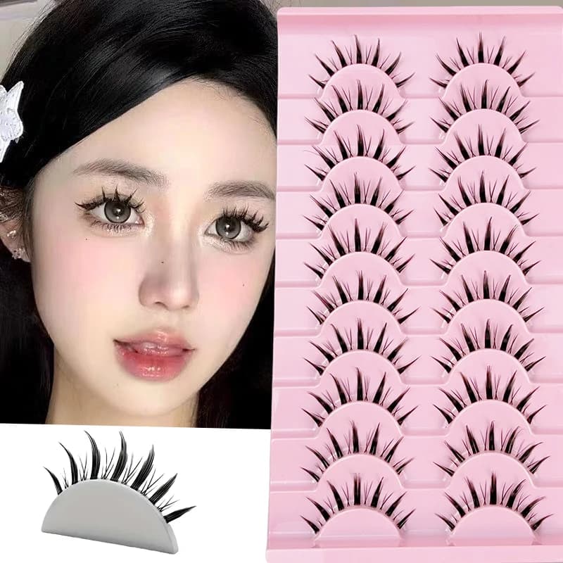 10 paia di ciglia finte anime in stile Devilish con riccioli a C, effetti naturali e drammatici, ciglia riutilizzabili con stelo trasparente