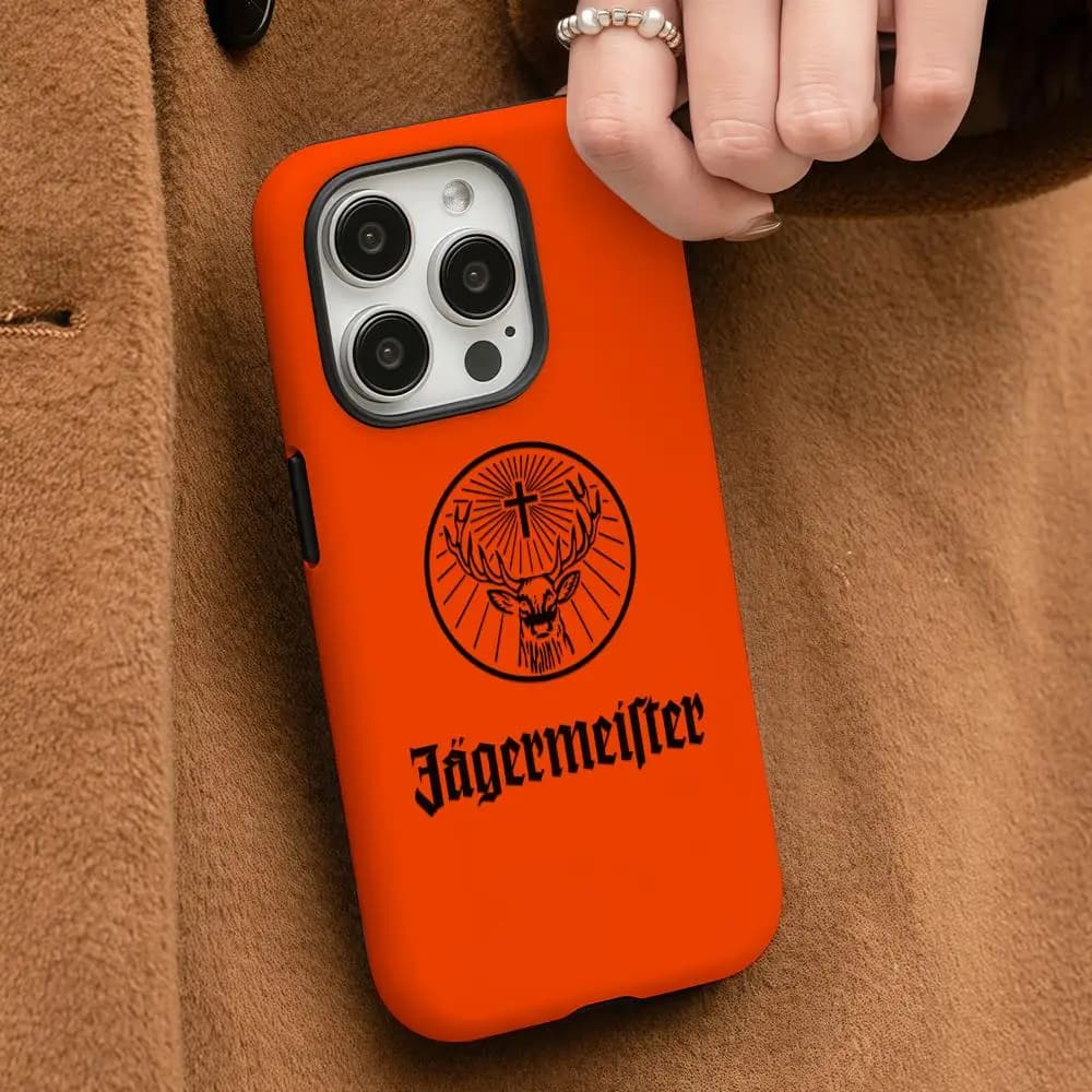 J-Jagermeisters Design Phone Case For iPhone 17 16 15 14 13 12 Pro Max Plus Glossy HD Double-Layer Liquid Back Film Hard Shell