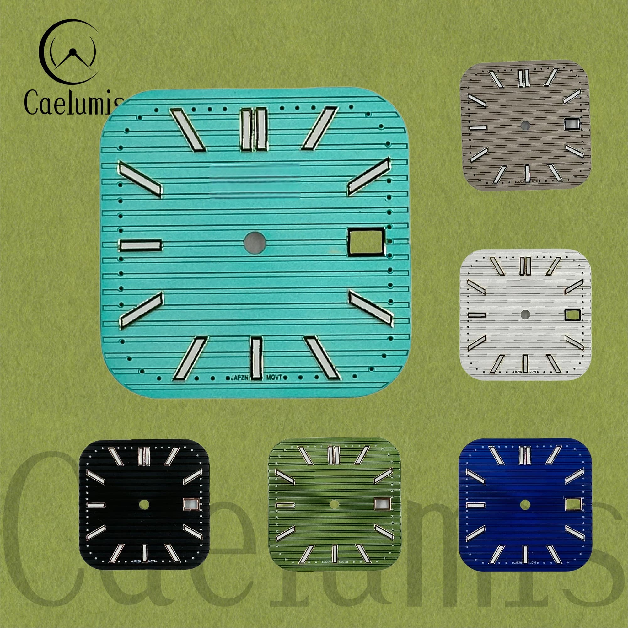 Caelumis Watch Dial S Logo S Dial Luminous Square Dial Date Dial 29.5mmdial for NH35 movement Watches for men mods parts