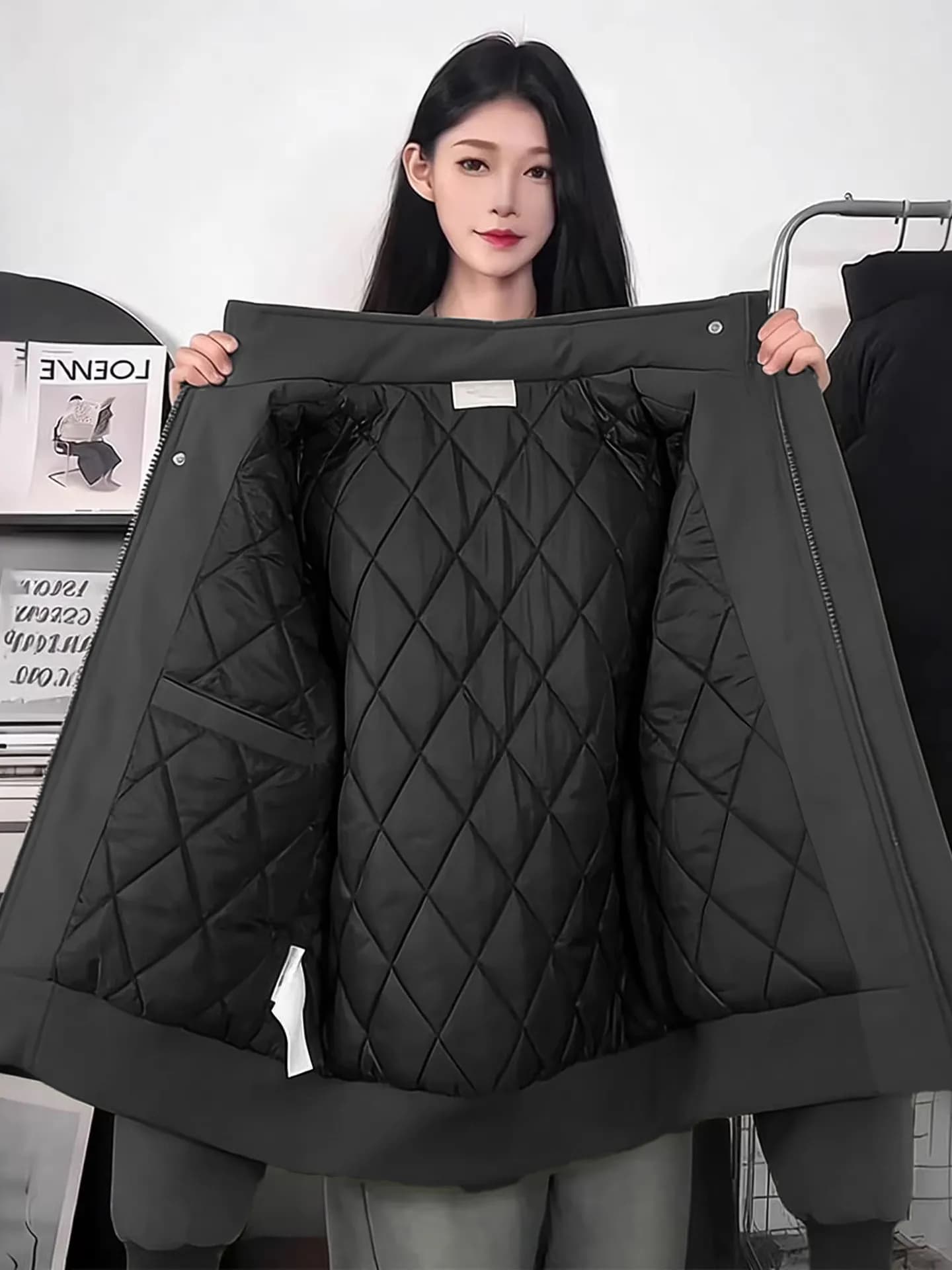 Giacca da Pilota Nera in Cotone, Abbigliamento Invernale da Uomo, Protezione dal Freddo, Collo Alto, Abbigliamento da Lavoro, Cappotto Imbottito in Poliestere, Casual