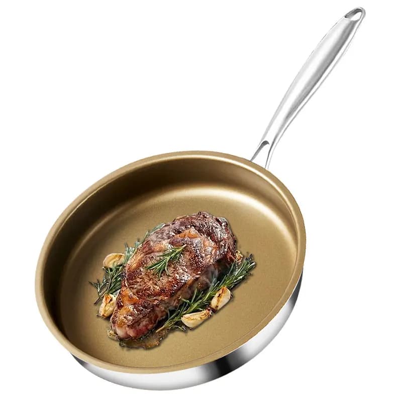 Padella Antiaderente in Titanio, Piastra in Acciaio Inox 316 con Manico Cool Touch, Compatibile con Tutti i Piani Cottura
