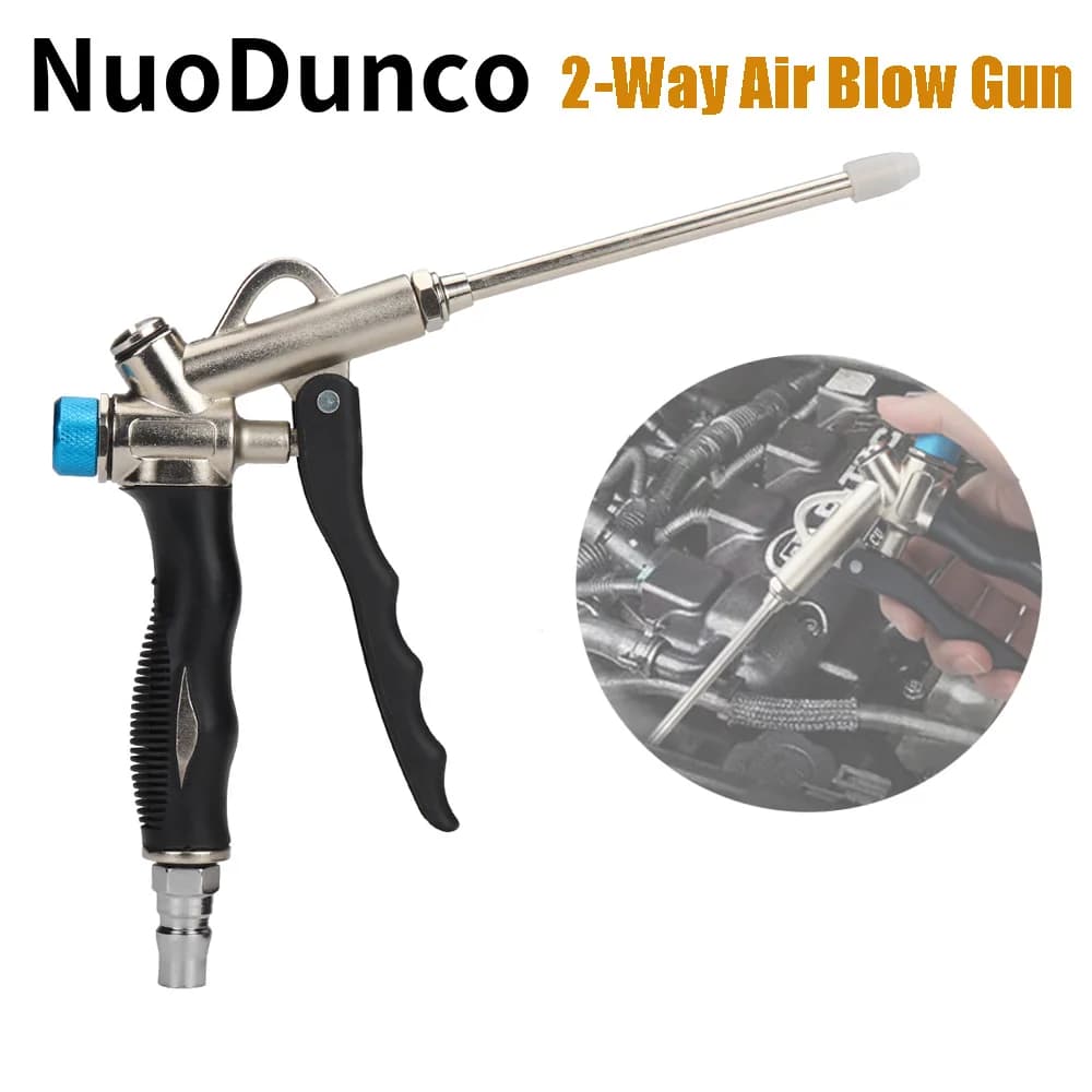 NunDunco Pistola ad aria compressa a 2 vie Soffiatore per polvere ad alta pressione portatile Strumento pneumatico per la pulizia della polvere di grado industriale Pistola per polvere a testa lunga