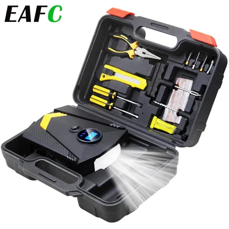 EAFC pompa per compressore d'aria portatile per Auto 150 PSI gonfiatore per pneumatici digitale DC 12 Volt pompa per aria automatica per Auto moto LED Light
