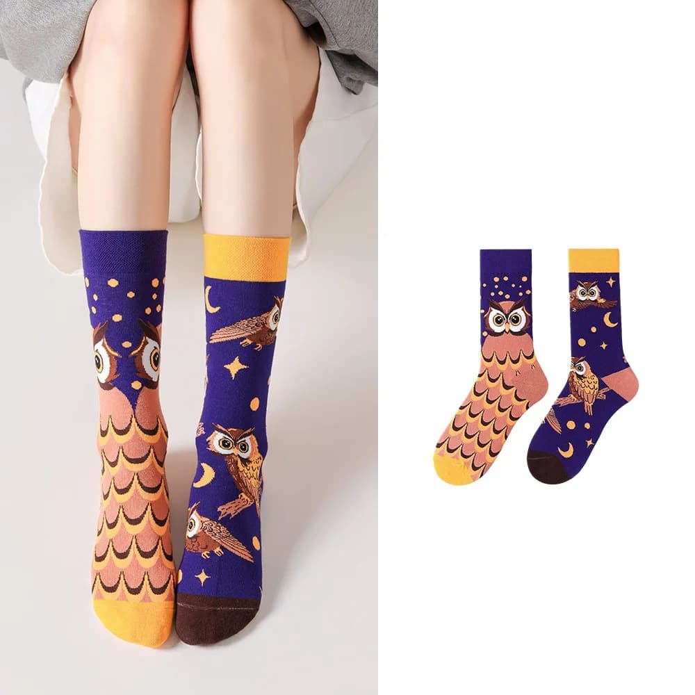 1 pair Healing Capybara Cartoon Mid-Calf Socks, Cute Animal Print Trendy Socks, Fresh Color-Block Versatile Socks
