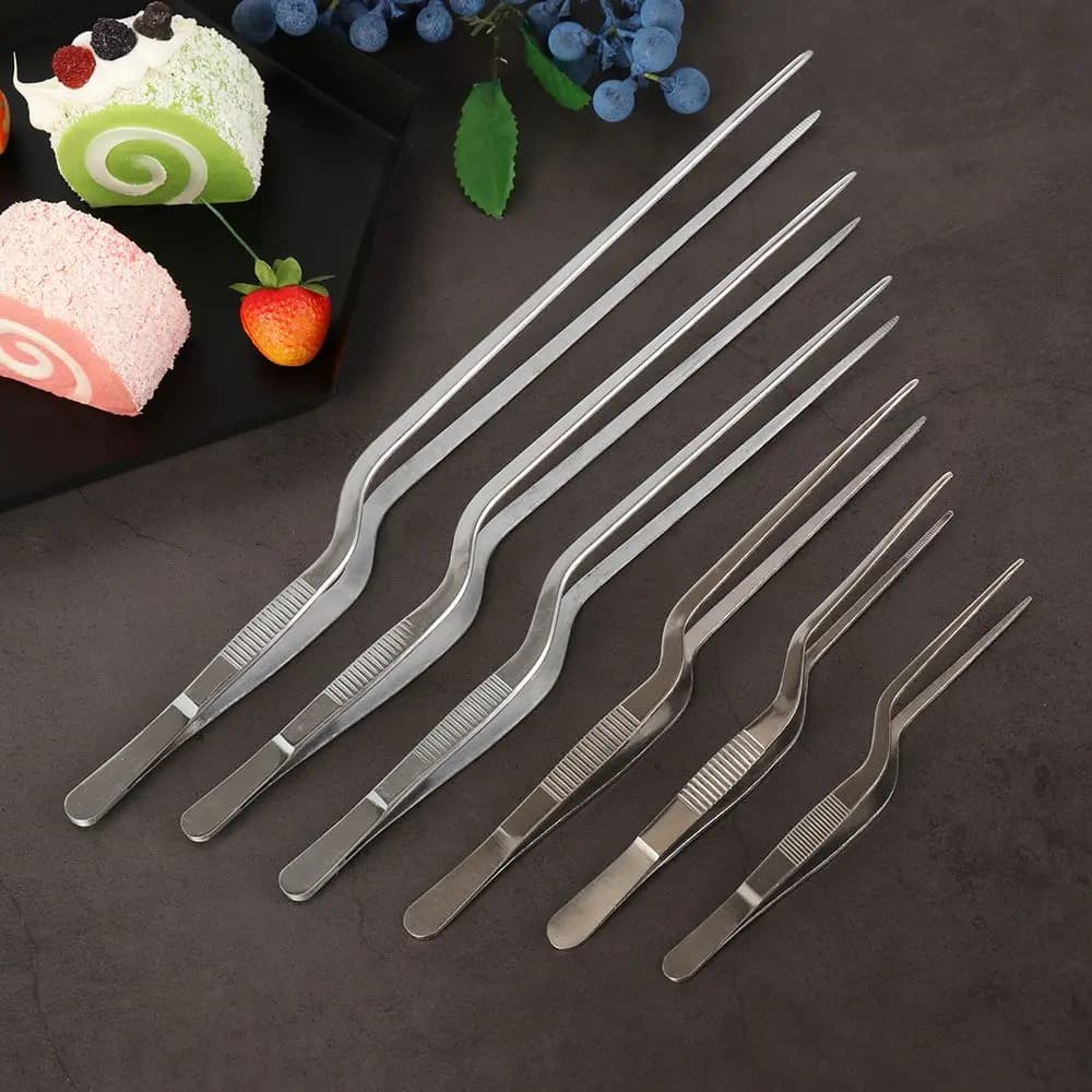 Hot Serving Presentation Chef Stainless Steel BBQ Clip Barbecue Tongs Food Tweezer