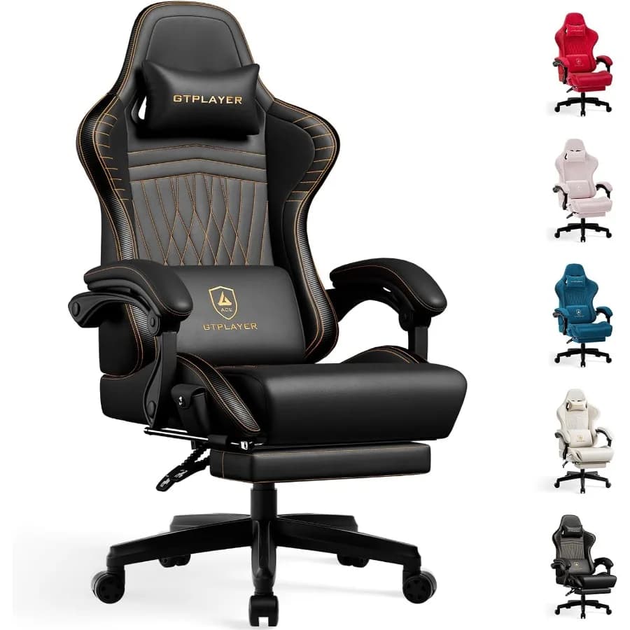 Sedia da gioco con altoparlanti Sedie per videogiochi con poggiapiedi Sedie da giocatore per PC per adulti Davanzale reclinabile ergonomico imbottito con schienale alto