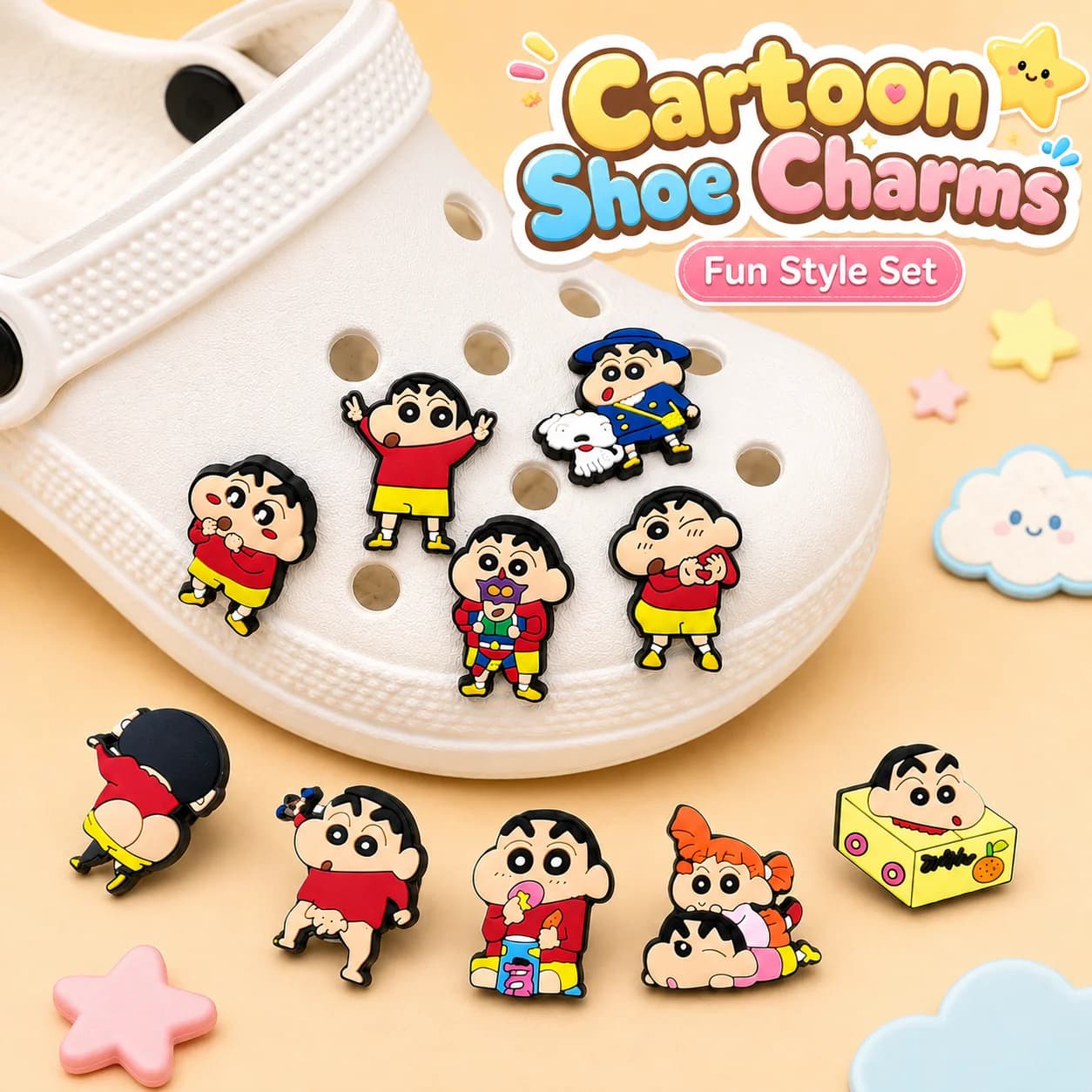 Crayon Shin-chan: Decorazioni per Fibbie di Scarpe e Sandali, Accessori Anime e Cartoni Animati per Borse e Crocs