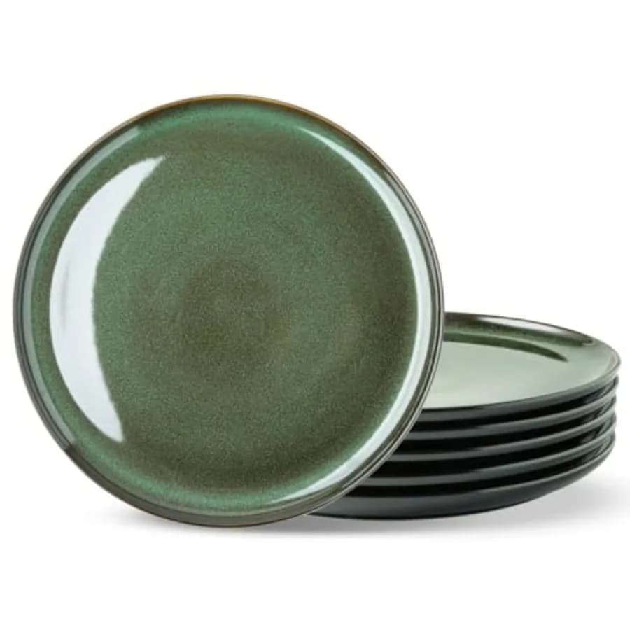 Set di 6 Piatti in Ceramica con Smalto Reattivo, Piatti da Insalata in Porcellana Leggera, Set di Stoviglie dal Design Moderno, Adatti per Cucina e Microonde