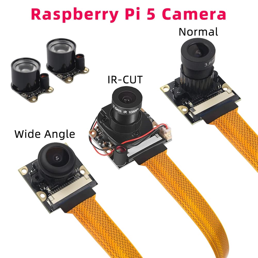 Raspberry Pi 5 Camera 5MP 1080P Optional Night Vision Wide Angle IR-CUT FF AF Cameras for RPI 5 Pi5 Zero