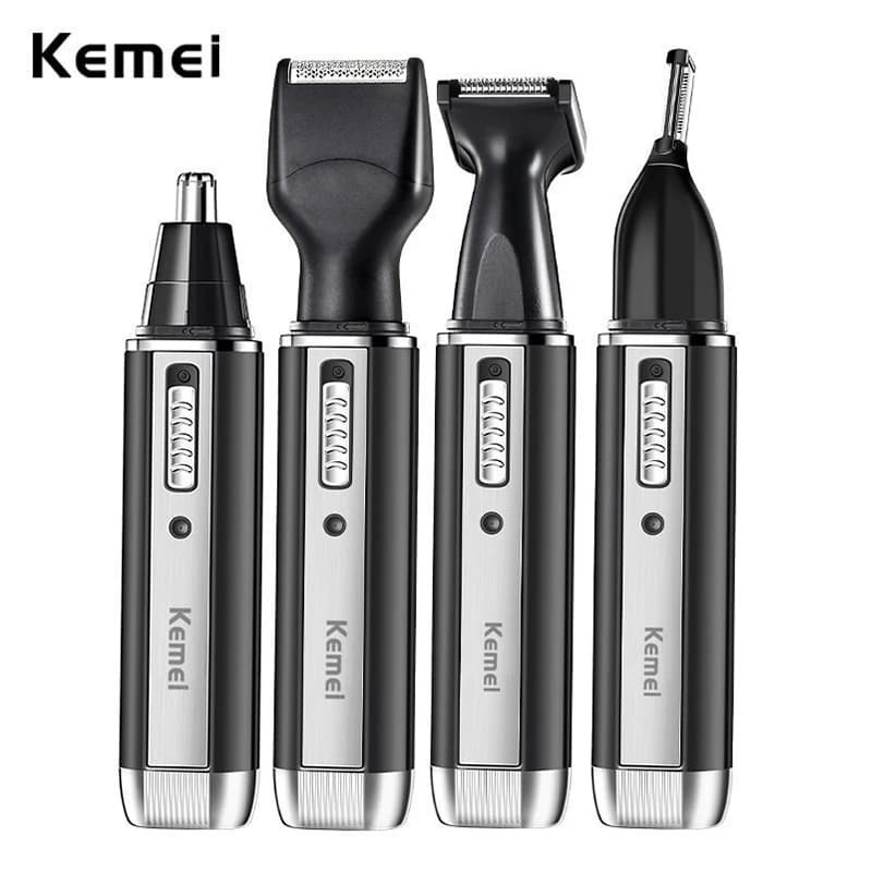 Kemei Rulebarba 4 in 1 Rechargeable, Naso Man Refinitor, Micro Razor, Eyebrow and Naso Pele Refinitor, Naso Pulitor and Earrings, Setting Set