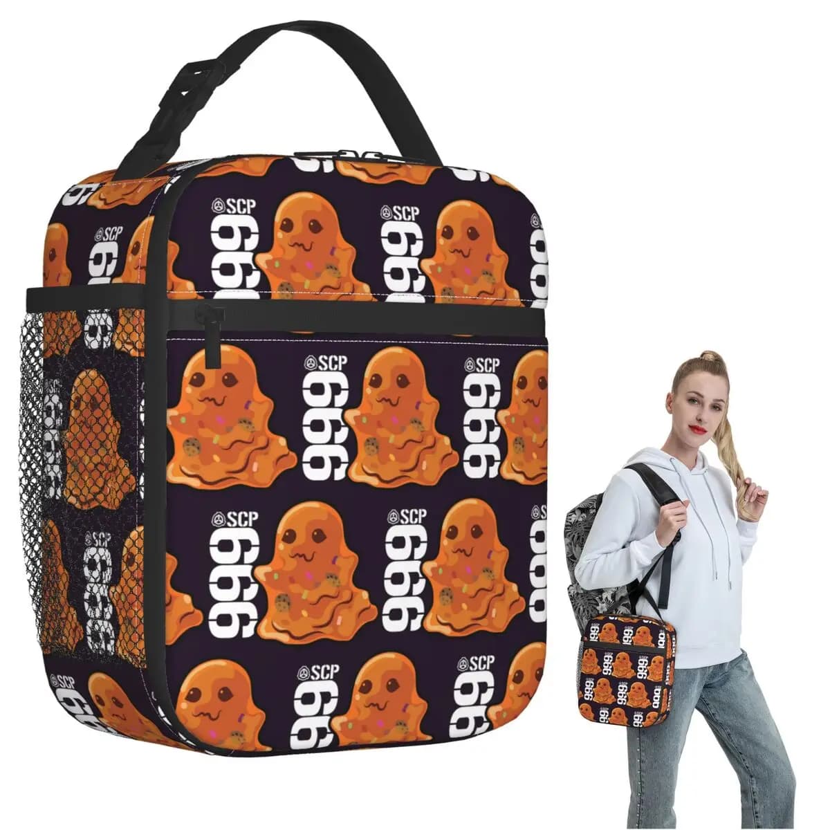 SCP 999 Tickle Monster SCP Foundation Borsa per il pranzo isolata per donne Bambini Scatole per alimenti portatili Borsa termica per il pranzo