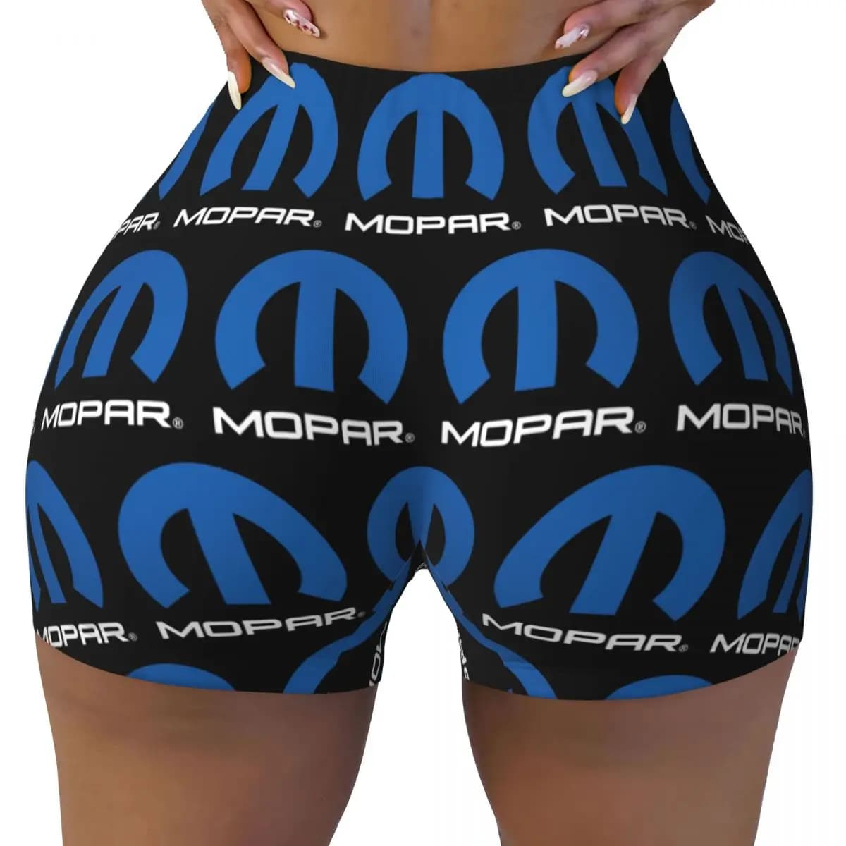 Pantaloncini da yoga per camionista americano con logo nero Mopar personalizzato Pantaloncini da motociclista da pallavolo atletico per allenamento in palestra da donna