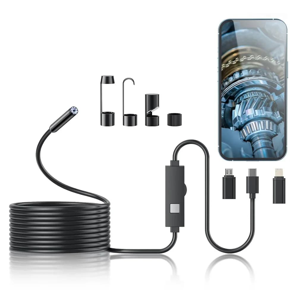 8mm 1080P Endoscope Automotive Boroscope Camera Inspection Device For Apple Iphone IOS Smart Phone Android Type C Auto Mobile