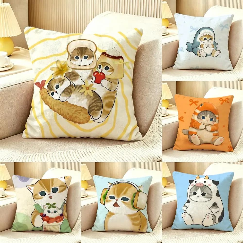 IP mofusand Cushion Cover Pillow Cover Nordic Minimalist Throw DoubleSided Print Cushion Case for Sofa Bedroom Decor