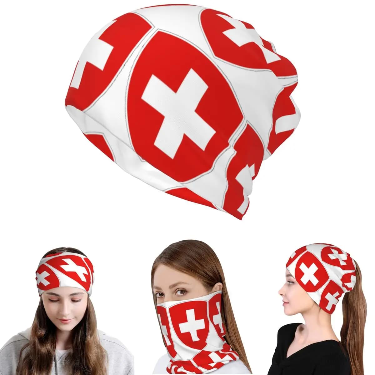 Bandana con stemma della Svizzera, sciarpa multifunzione per ciclismo, sciarpa avvolgente per il collo, berretto per uomo, donna, adulto