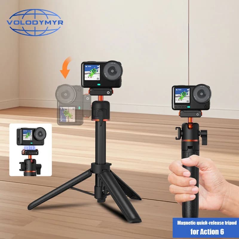VOLODYMYR Action 6 Asta Selfie Estensibile con Base a Sgancio Rapido per Accessori DJI OSMO Action 6, Impugnatura per Vlog