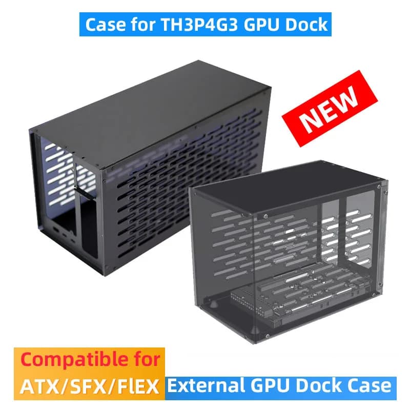 Custodia per muslimatthunderbolt-compatibile GPU Dock Metal Frame + piastra laterale in acrilico compatibile per alimentatore ATX SFX FlEX(1U)