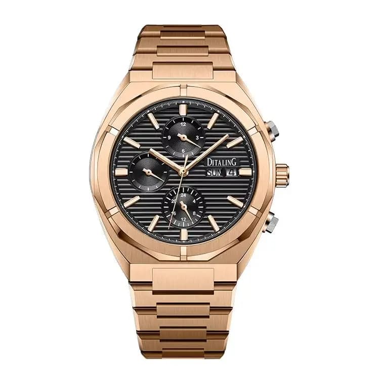 DITALING Men Automatic Watch 42mm Mechanical Wristwatch 50M Waterproof Sapphire Mirror Multi-Dial Month Week Date