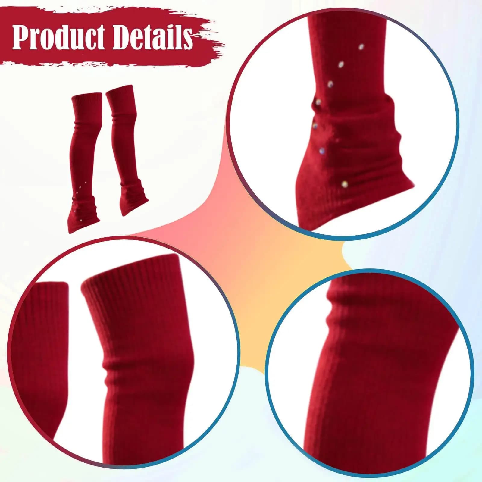 Warm Comfort Knitted Figure Skating Socks Leg Warmers over Knee Boot Cover for Artistic Skating and Training