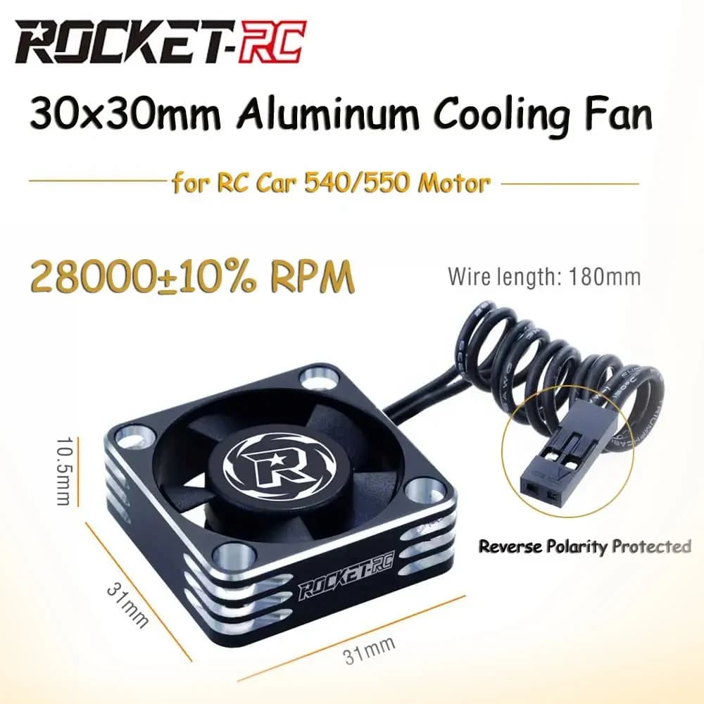 ROCKET-RC 30x30mm Ventola di raffreddamento Alto RPM 3010 RC Ventola in alluminio Dissipazione del calore per 1/8 1/10 1/12 RC Car 540/550 Motore RC Parti