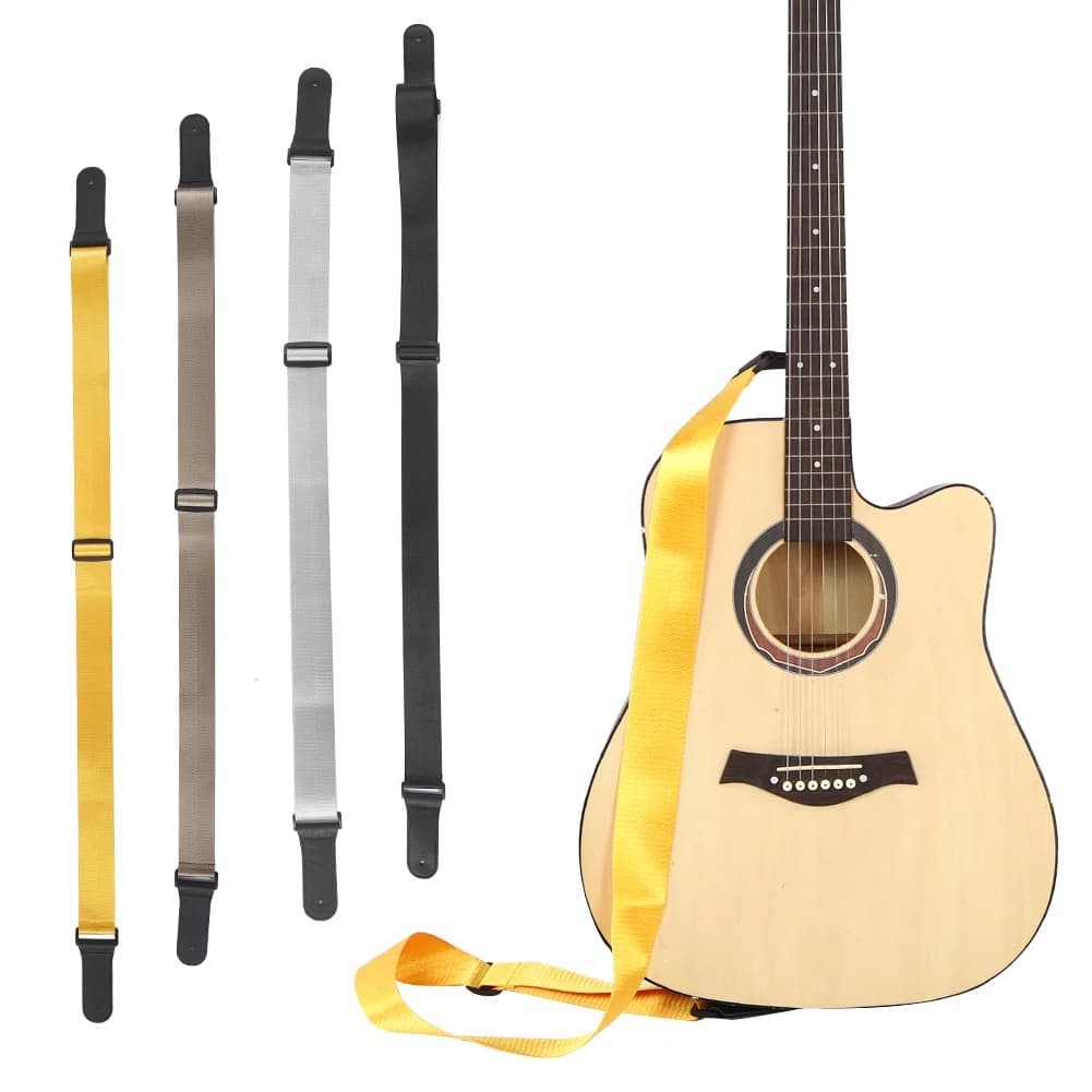 Tracolla per chitarra Basso elettrico acustico Ukulele Cintura in nylon Cintura regolabile per chitarra con testa in pelle TopGrain