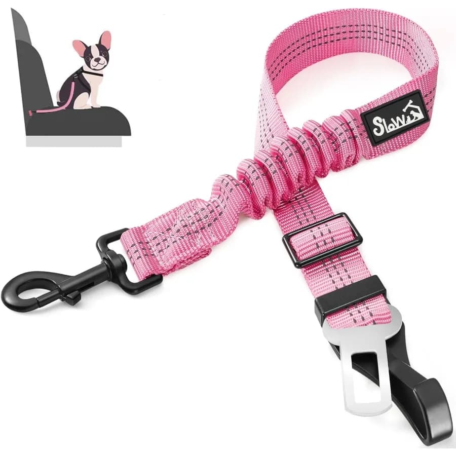 Cintura di sicurezza per cani Cintura di sicurezza per cani regolabile Guinzaglio 2 in 1 Attacco per barra di chiusura Cintura di sicurezza per auto per cani con tampone elastico in nylon Re