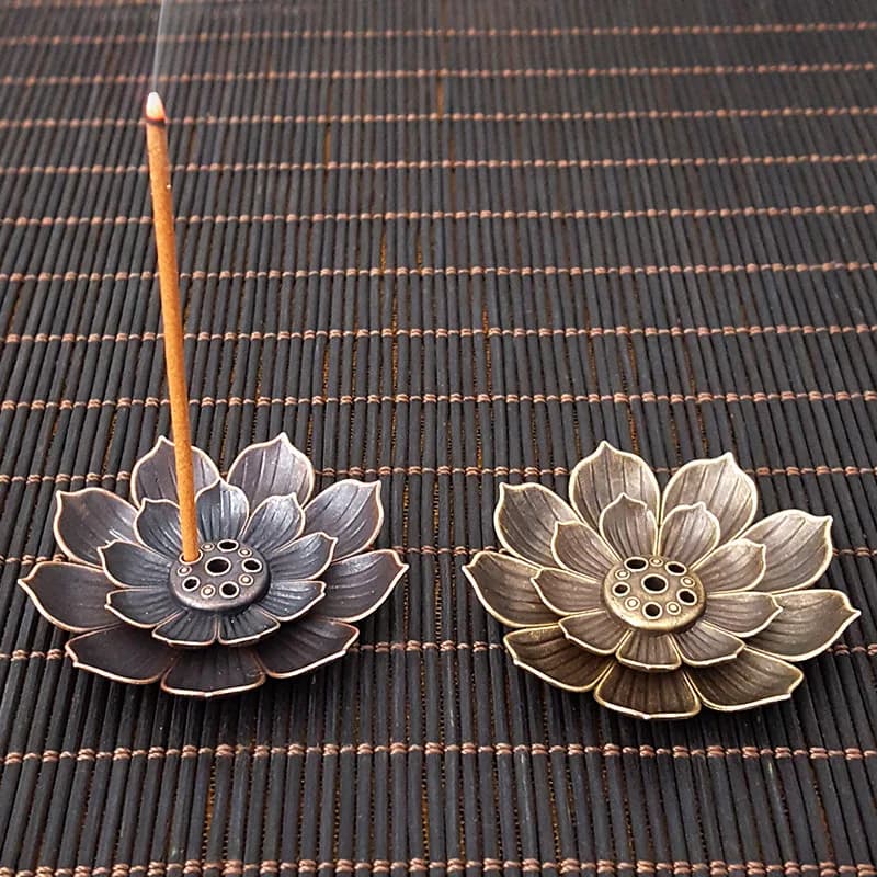 Porta incenso portatile in lega da 1 pezzo con design di loto, bruciatore di incenso per meditazione Zen per la decorazione domestica (senza incenso)