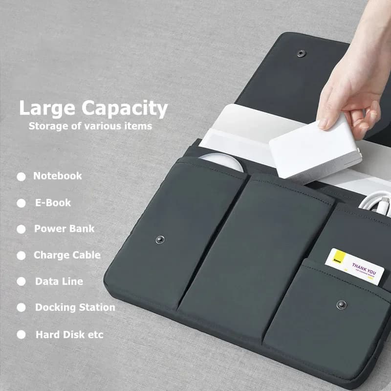 Custodia per laptop con scomparti multipli, custodia portatile antiurto, borsa per computer con patta impermeabile per Pro 13 15 16 pollici