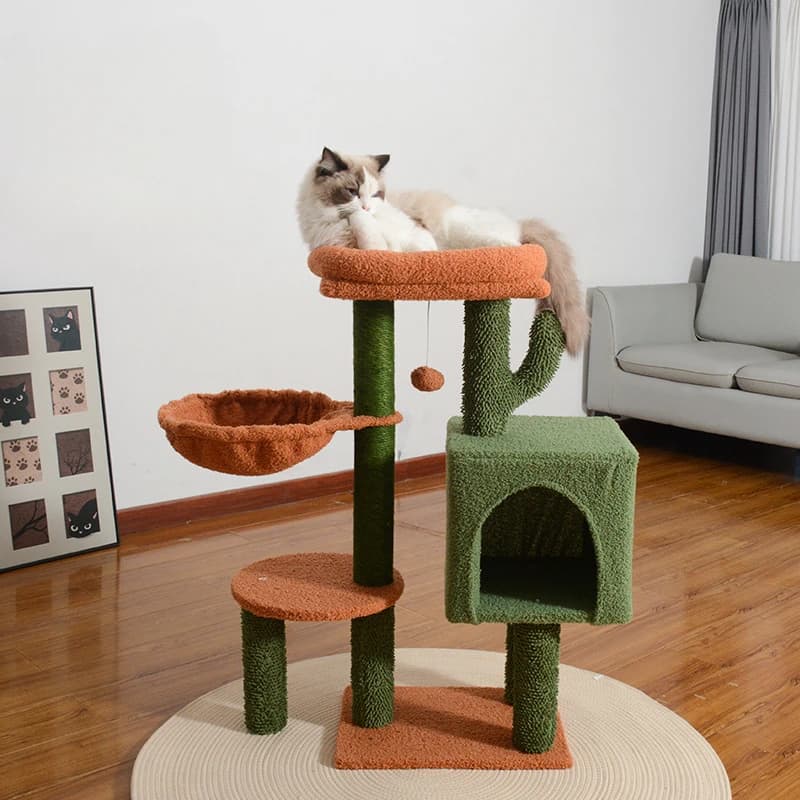 Struttura da arrampicata per gatti multilivello in sisal Tiragraffi per gatti Casa sull'albero per gatti di lusso salvaspazio per gatti multipli Nido per gatti Giocattolo per gatti