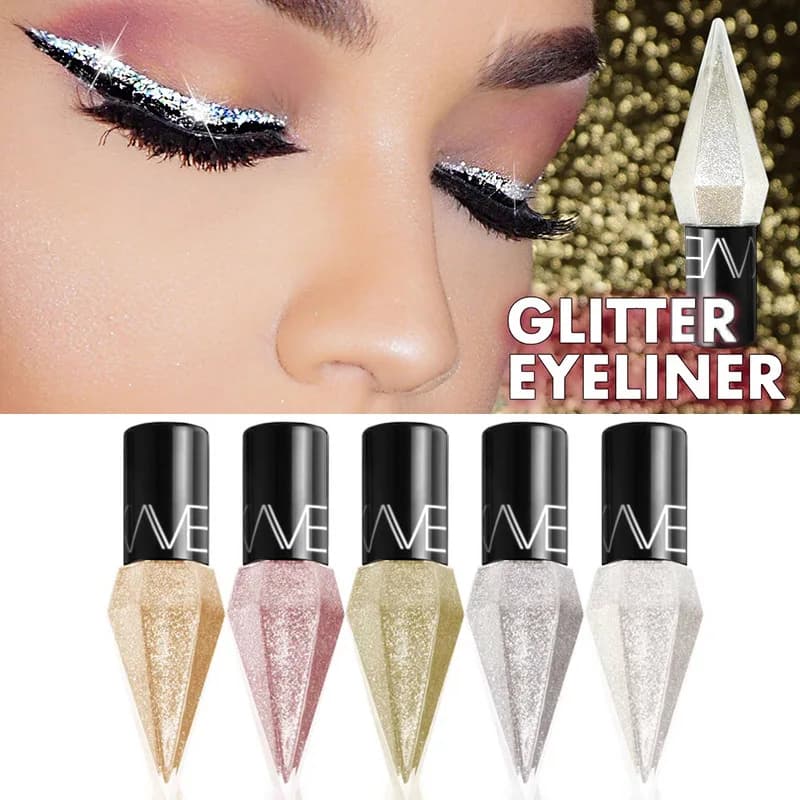 Eyeliner Shiny Eyeliner Perlescent Diamond Sequins Liquid Waterproof Eyeliner Glossy Lip Makeup Glitter Liquid For Women
