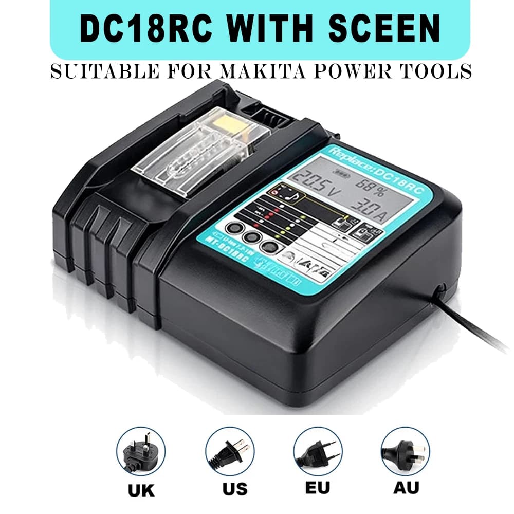 Caricabatterie 3A per batteria agli ioni di litio DC18RC per Makita 14,4 V -18 V BL1860B, BL1850B, BL1840, BL1830, BL1820, BL1415, BL1440 Caricatore per utensili elettrici