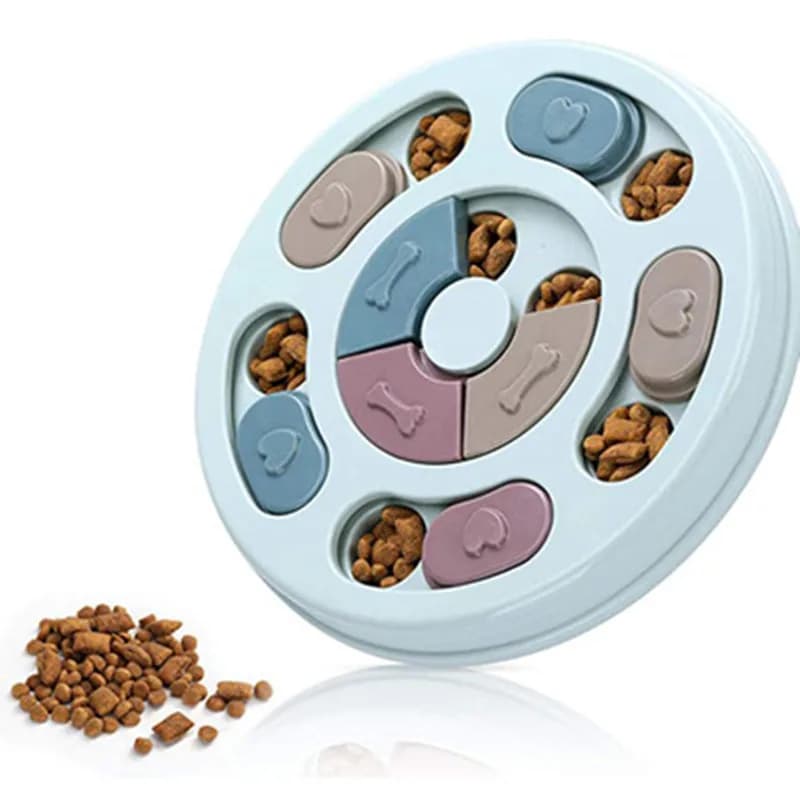 Giocattolo puzzle per cani per l'alimentazione lenta, piatto girevole per cibo, dispenser per cibo, ciotola anti-ingozzamento per cani