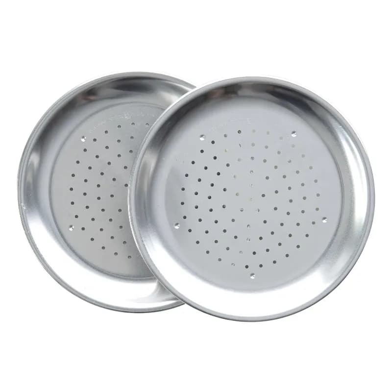 Natural Aluminum 2 Pack Air Crisper Pizza Pans, 9" x 9"