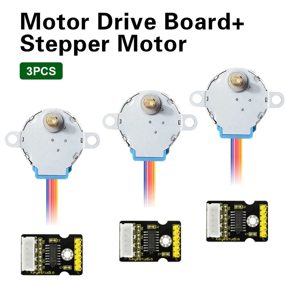 Keyestudio 3PCS Drive card step-by-step motor + Motor step-by-step 5V Three deceleration mainly adopts ULN2003 chip for experiment