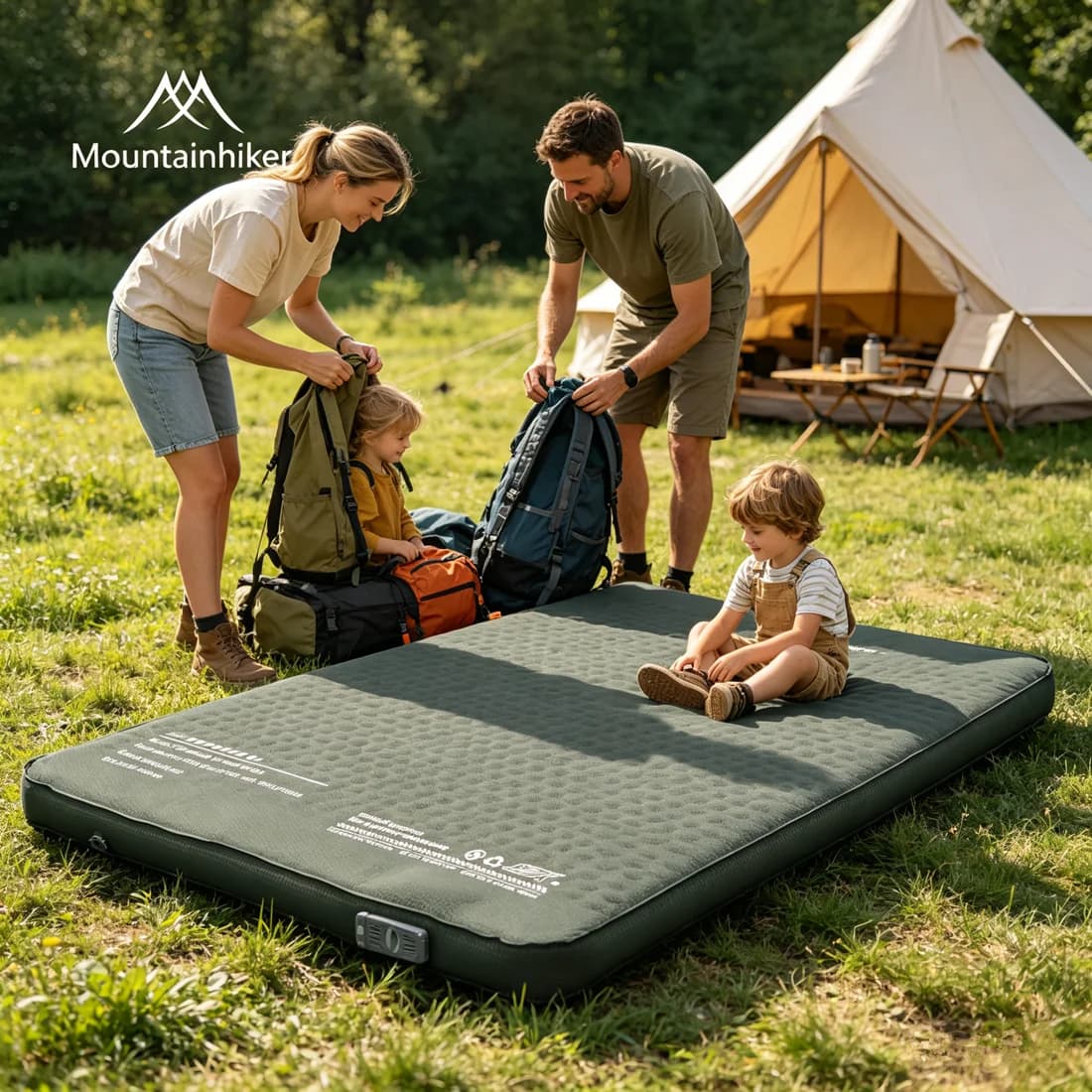 Mountainhiker Nuovo Materassino Gonfiabile Cheese Edition Aggiornata 10CM di Altezza con Borsa per il Trasporto, Materassino Portatile per Campeggio e Famiglia