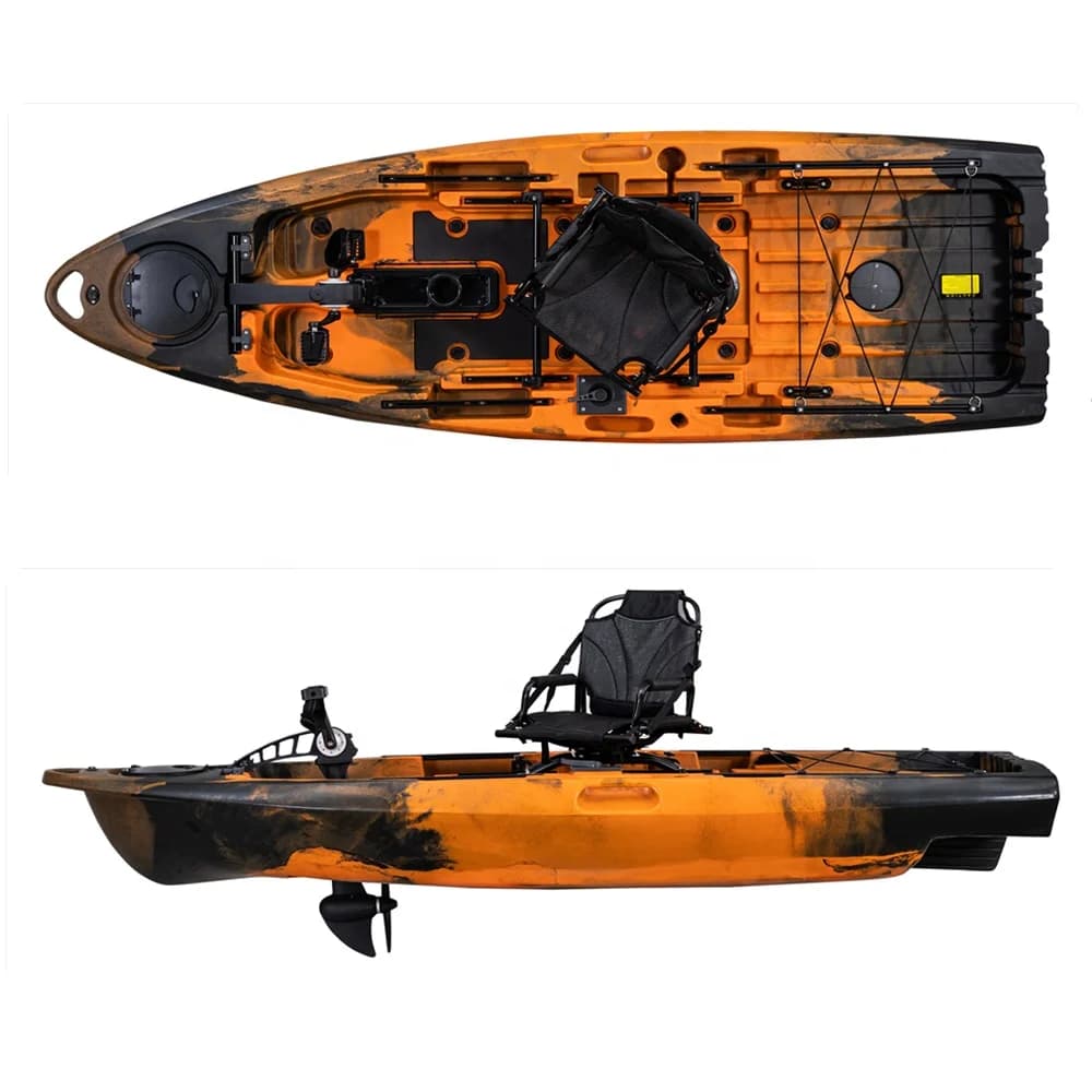 Kayak a Pedali Elettrico in Plastica LSF per Pesca e Canottaggio con Pagaia a Pedale