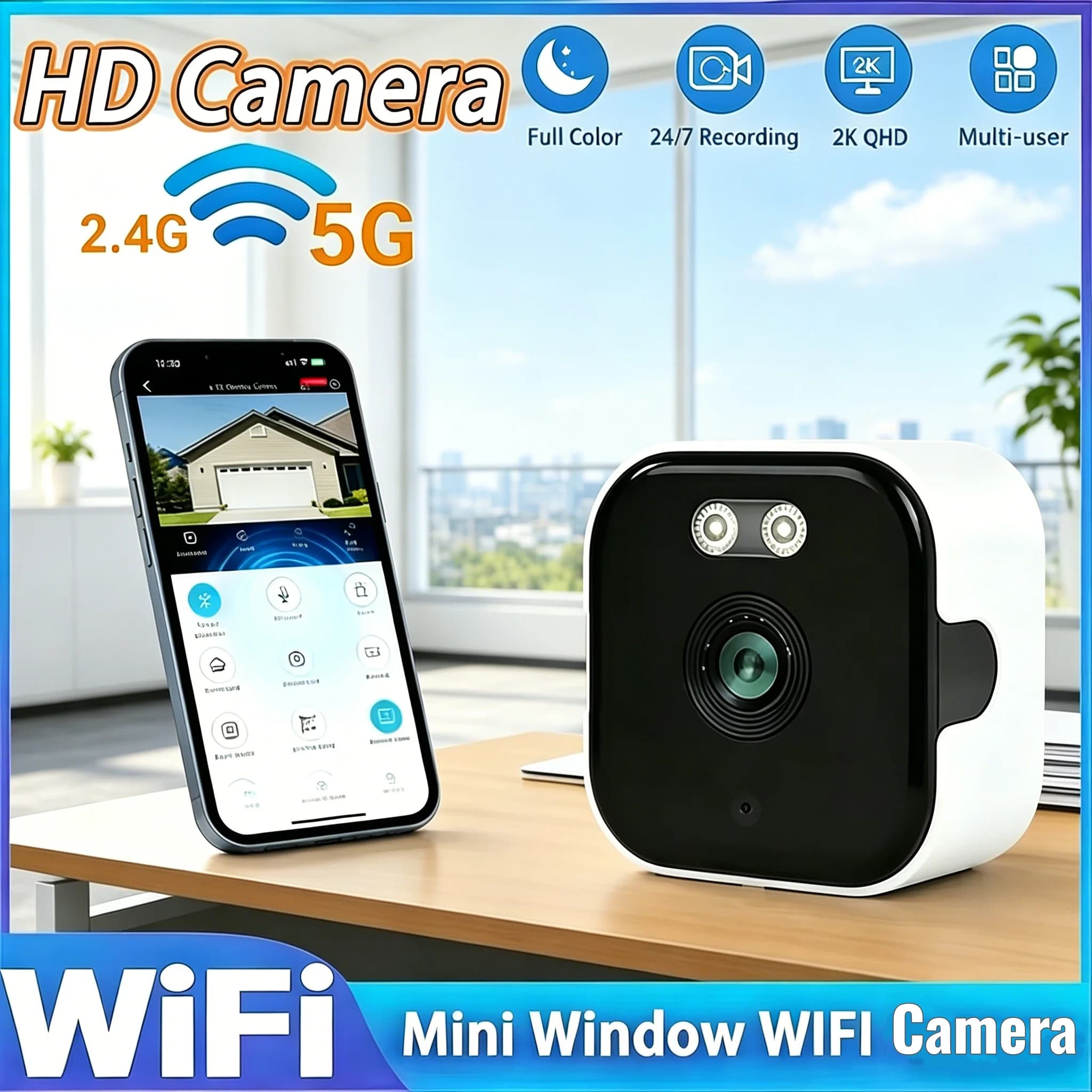 Telecamera WiFi 4K per Sicurezza, Mini Videocamera HD 1080P per Interni con Visione Notturna, Telecamera Intelligente per Protezione e Sicurezza, NOVITÀ