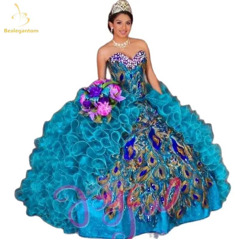 Bealegantom Abiti stile Quinceanera 2025 Abito da ballo con perline di cristallo Dolce 16 Abito da ballo di fine anno Abiti da 15 Anos QA706