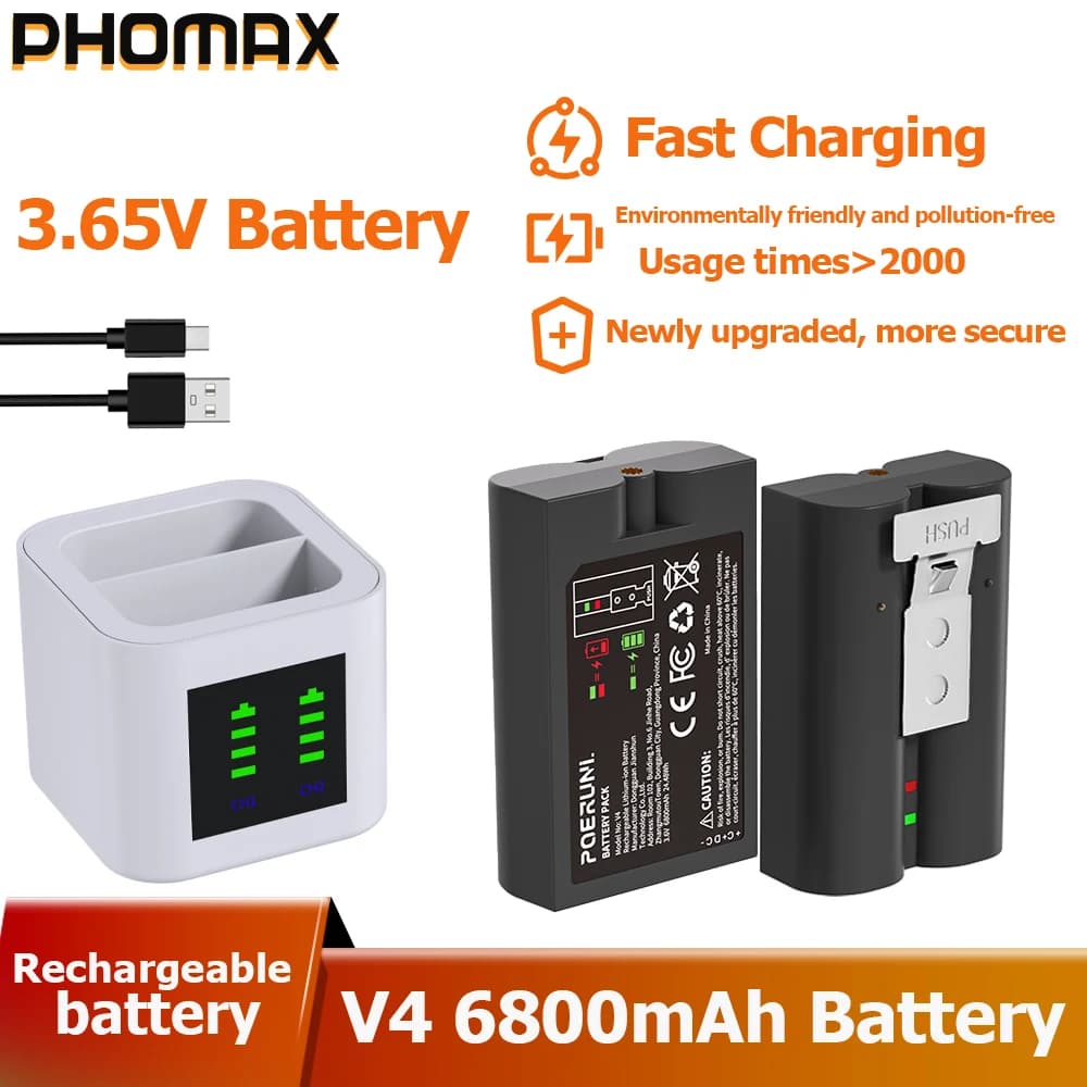 PHOMAX V4 Battery For Ring Video Doorbell 2/3/4,Ring Stick Up Cam Solar Replace V4,Doorbell 3 Plus,Spotlight Cam Replace 6800mAh