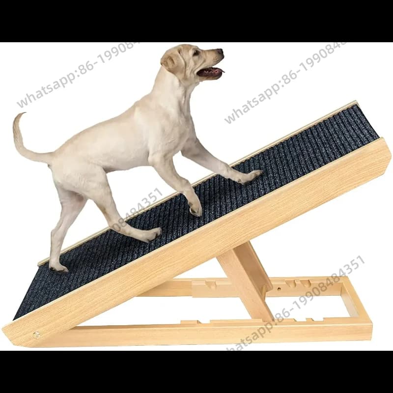 Rampa regolabile in legno per cani, comoda, pieghevole, con superficie antiscivolo in moquette, scala pieghevole per auto, letto e trasportini per animali domestici