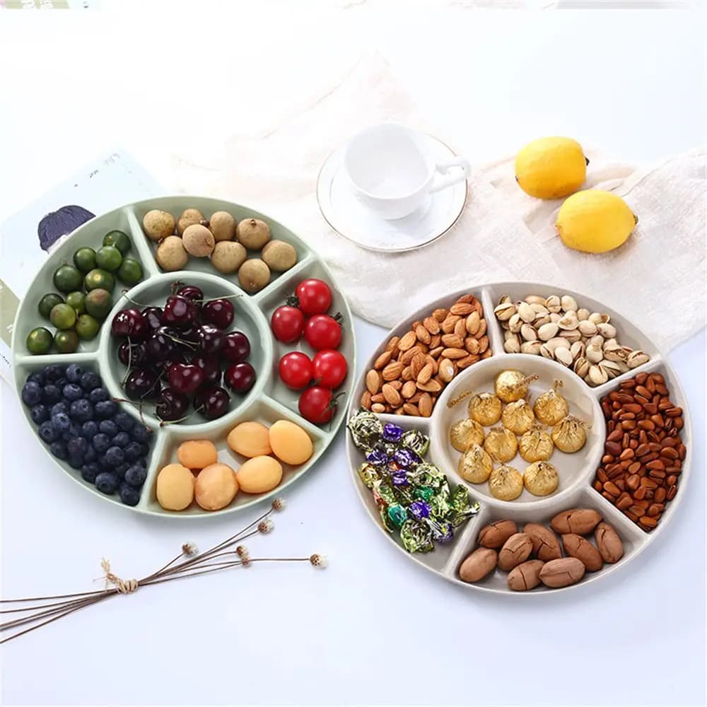 1PC Multifunctional Simple Design Multi Grid Tray Dried fruit Tray Fruit Plate Snack Tray Desktop Fruits Organizer Kitchen Tools