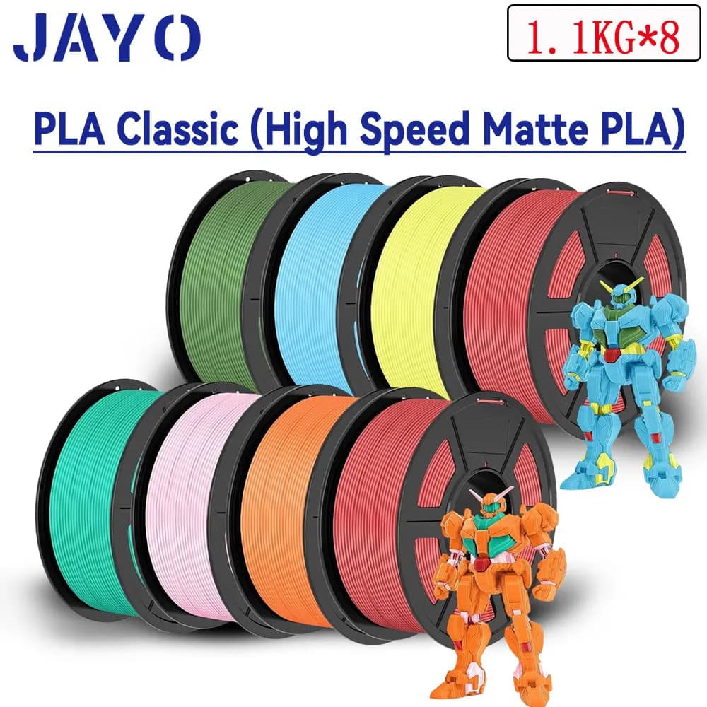 JAYO 3D High Speed Matte PLA Printer Filament 1.75mm 300-600mm/s Print Range High Flow Speedy PLA 3D Printer Filament 8 Rolls