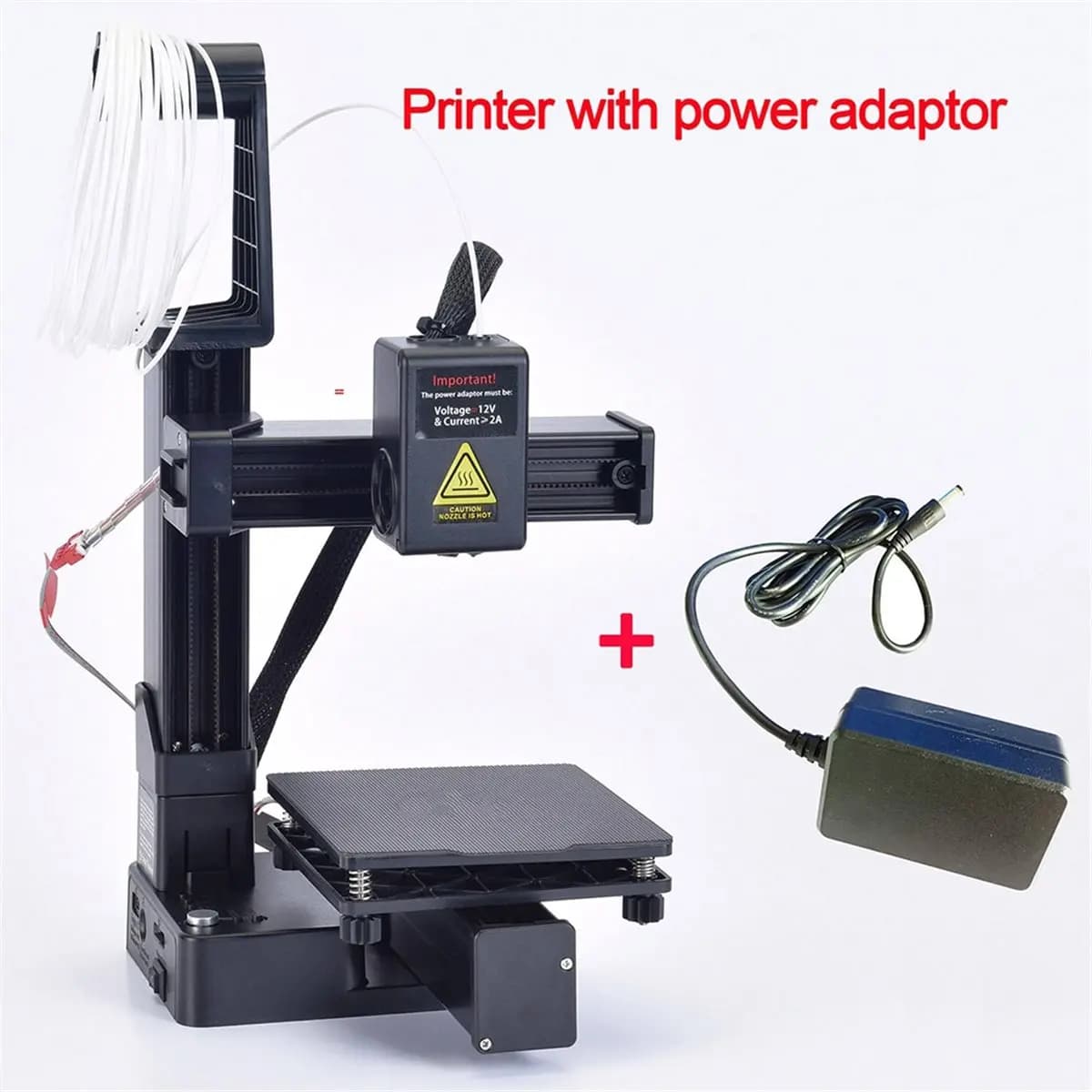 (B63C) For EasyThreed 3D Printer Entry Level Compatible with PLA TPU 1.75mm Filament Include Power Adaptor EU Plug White